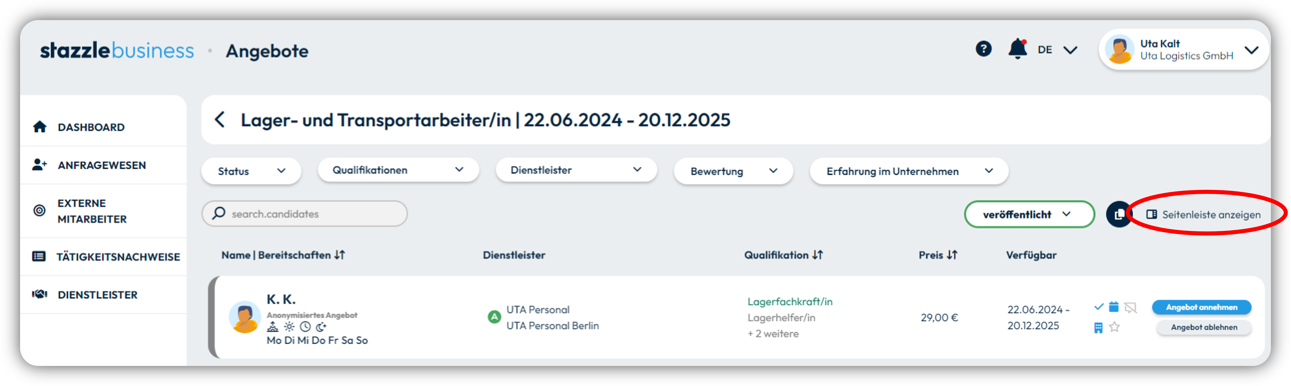 2-Personalbuchung - Angebote unbefristet